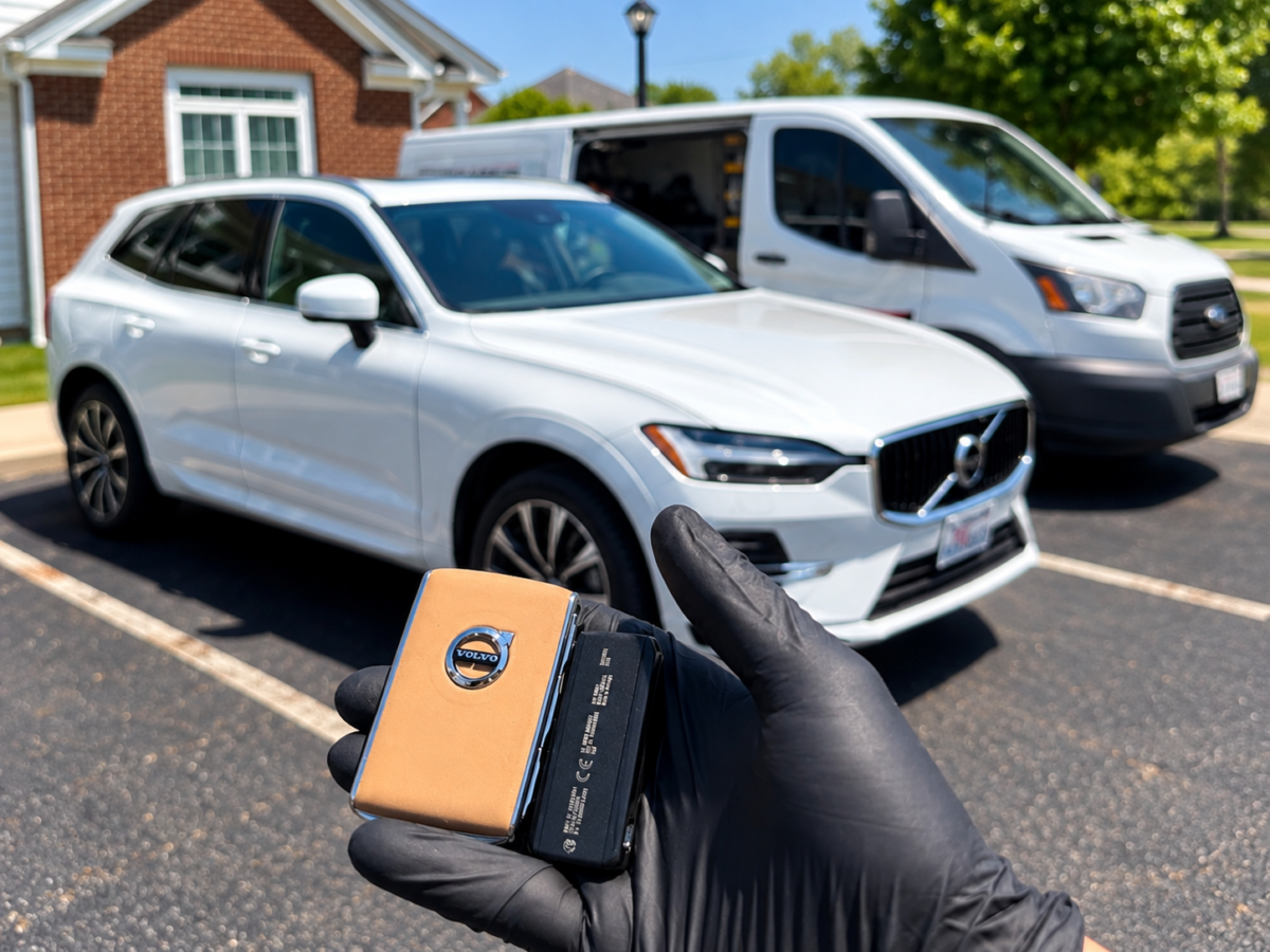 Locksmith programming a car key fob